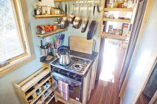 alek tiny house project gas stove kitchen